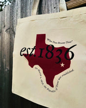 Load image into Gallery viewer, Est. 1836 Canvas Tote Bag- Southeast Texas Series