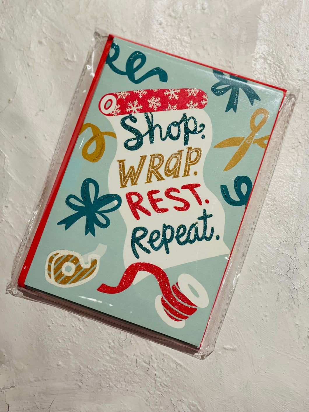 Shop. Wrap. Rest. Repeat. (10 Pack) - Christmas Cards