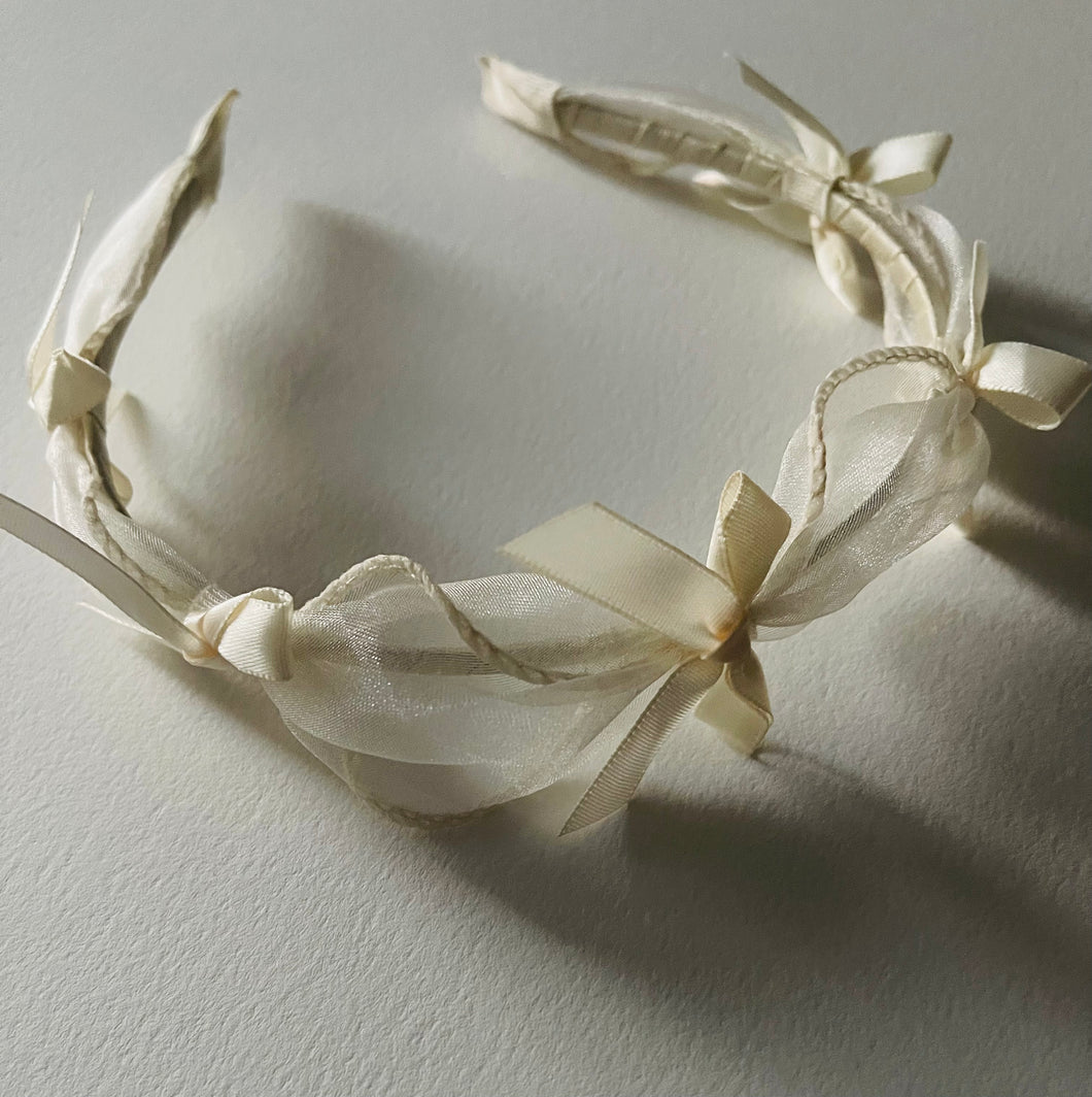 Bow-mont Headband: Cream