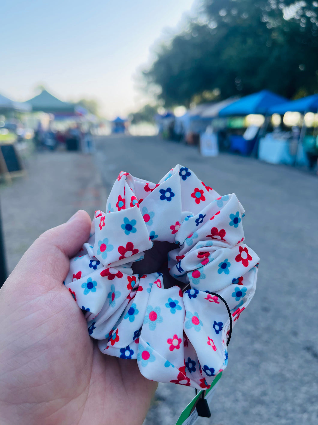 Festive Groovy Flowers Oversized Scrunchie