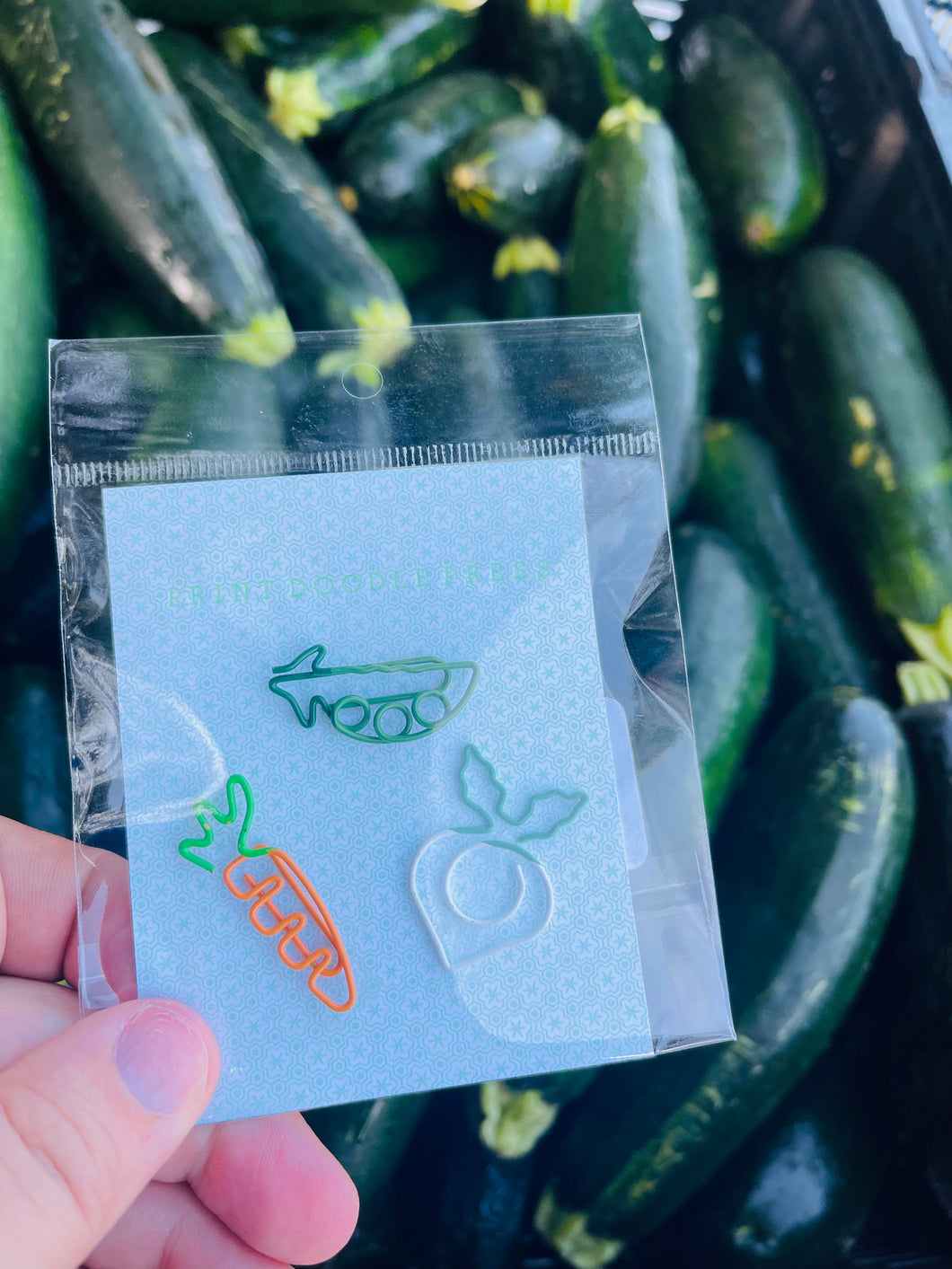 Veggie Paper Clip Three Pack- Farmers Market