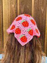 Load image into Gallery viewer, Crochet Strawberry Bandana Tie
