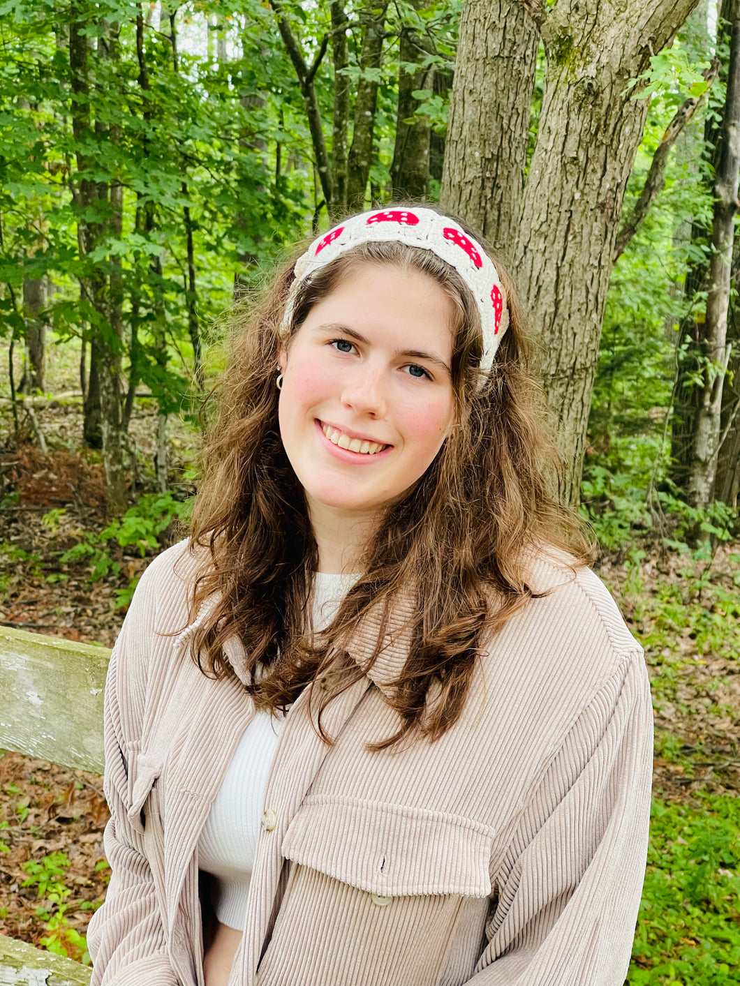 Crochet Mushroom Headband Tie